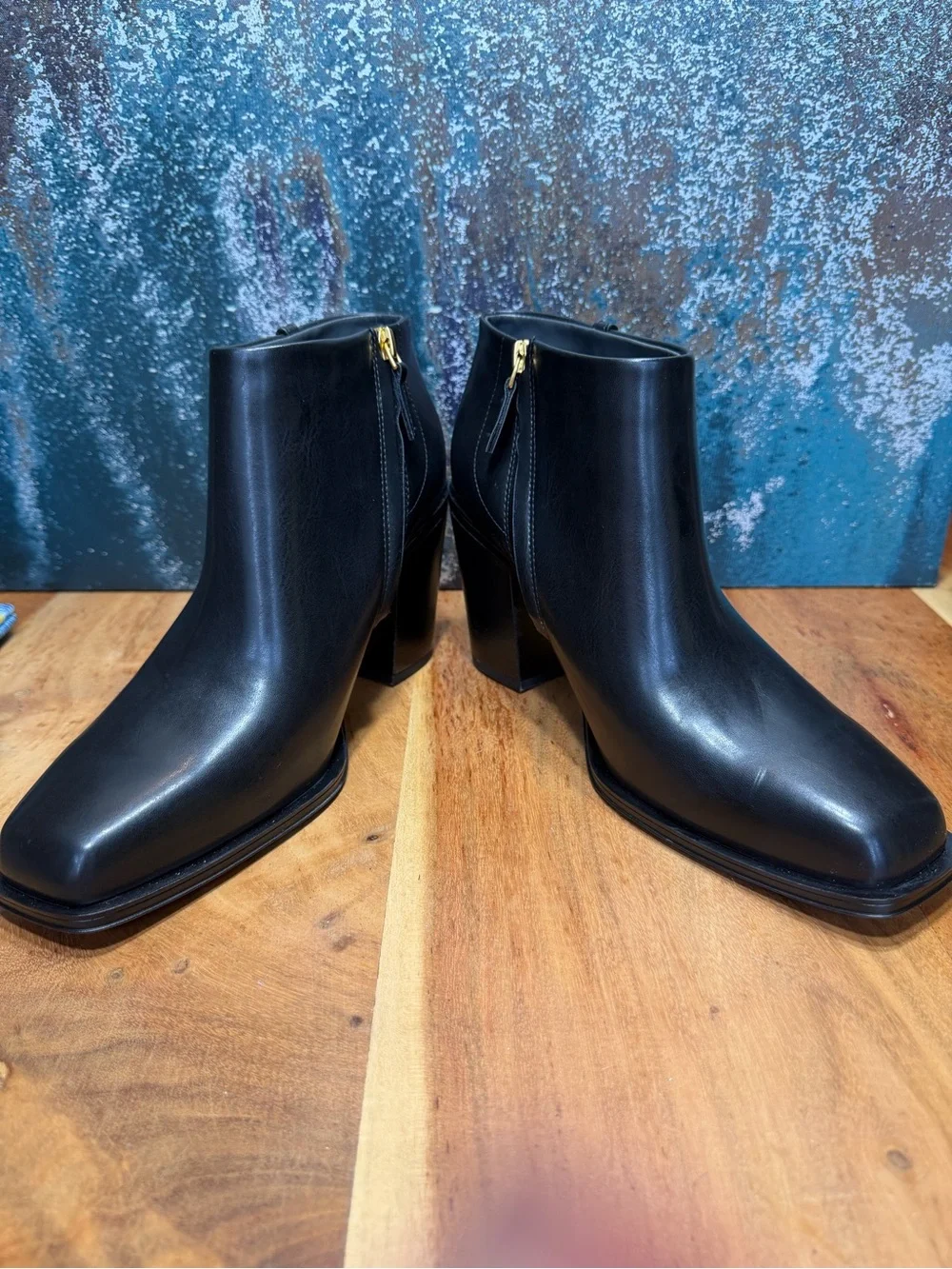 Franco Sarto Minimalist Vivica Square Toe Ankle Boots Black Size 11